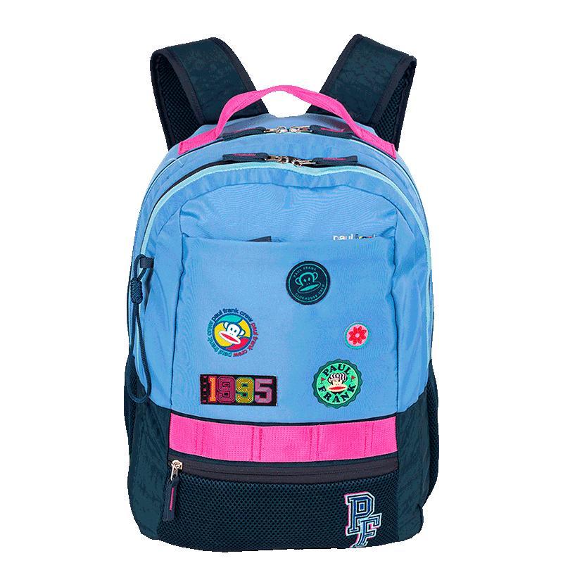 Mochila 2 Compartimentos Paul Frank Casual Patches - Azul