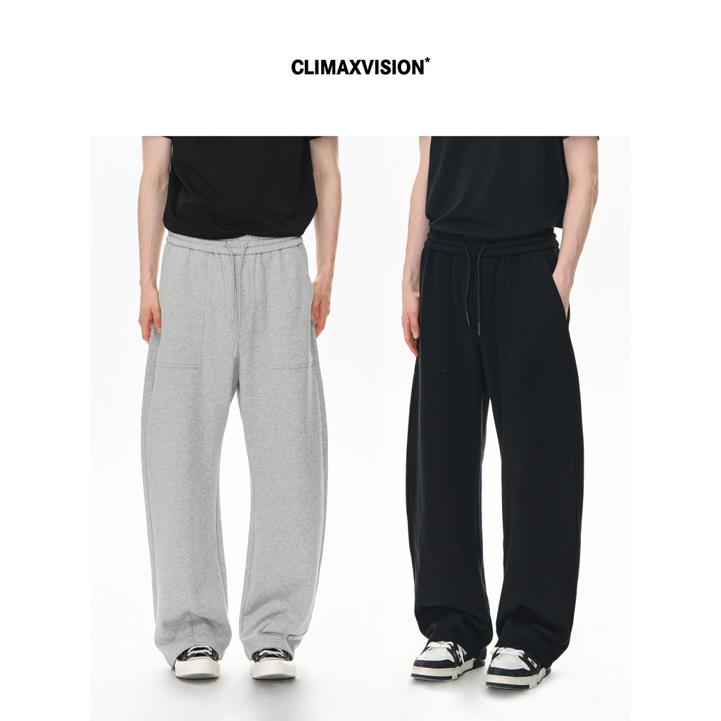 CLIMAX VISION Simples Básico Solto Sensação Luz Desconstrução Grande Bolso Machete Calça de Moletom Casual Calça Reta