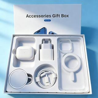 Novo Kit MagSafe 5 em 1 para iPhone 11/12/13/14/15/16 Pro - Capa Cabo Dados Carregador Sem Fio Rápido AirPods 3