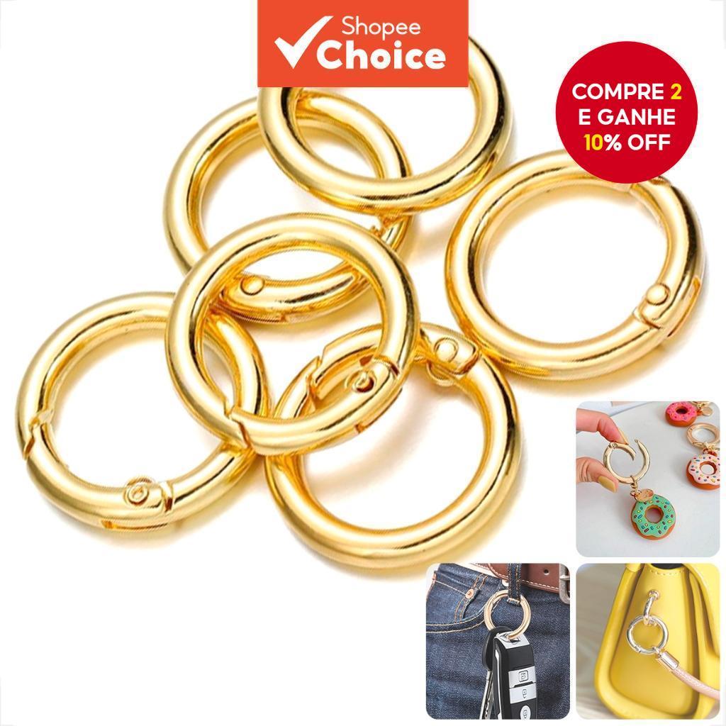  Fivela de mola de pintura assada em liga, mola de abertura circular, chaveiro espiral, acessórios de joias DIY