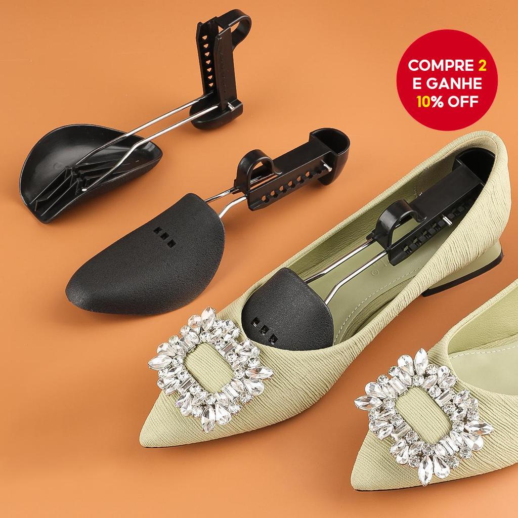  (Preto)(Fêmea) Par de 2 Esticadores de Sapatos Ajustáveis Unissex Modelador Expansor Árvore de Sapatos