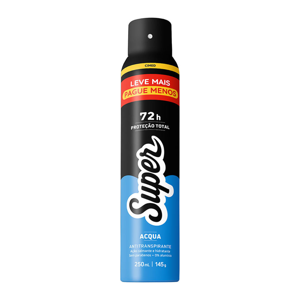 Desodorante Super Acqua Aerosol Antitranspirante 72h Proteção Total 250ml Leve Mais Por Menos em Oferta na Shopee