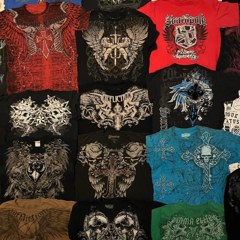 Camiseta Affliction Y2K Retro Rua Moda Oversized Manga Curta Novo Verão Venda Quente Clássico Algodão Topo