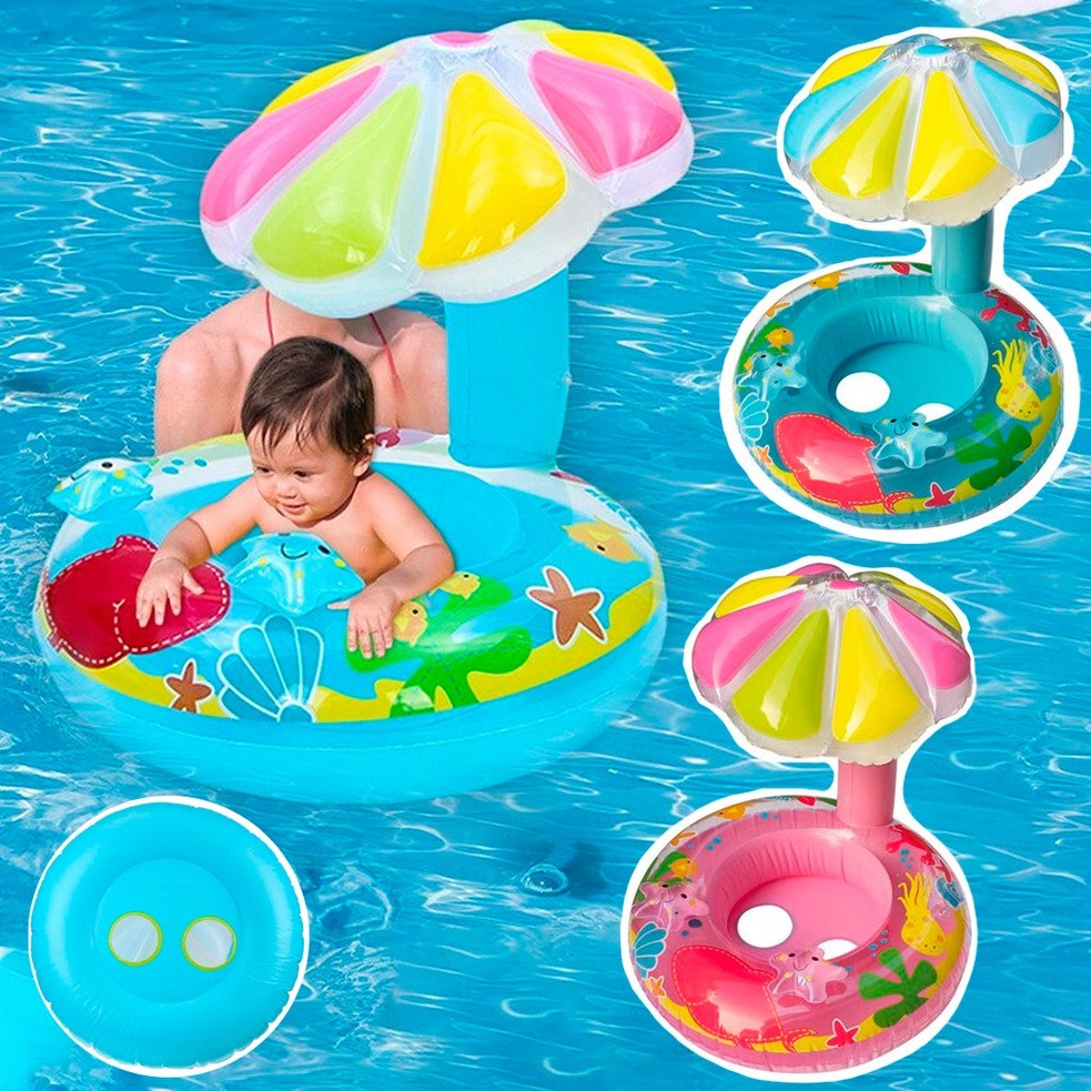Boia Bote Bebê Com Cobertura Cogumelo Inflável Bebê
