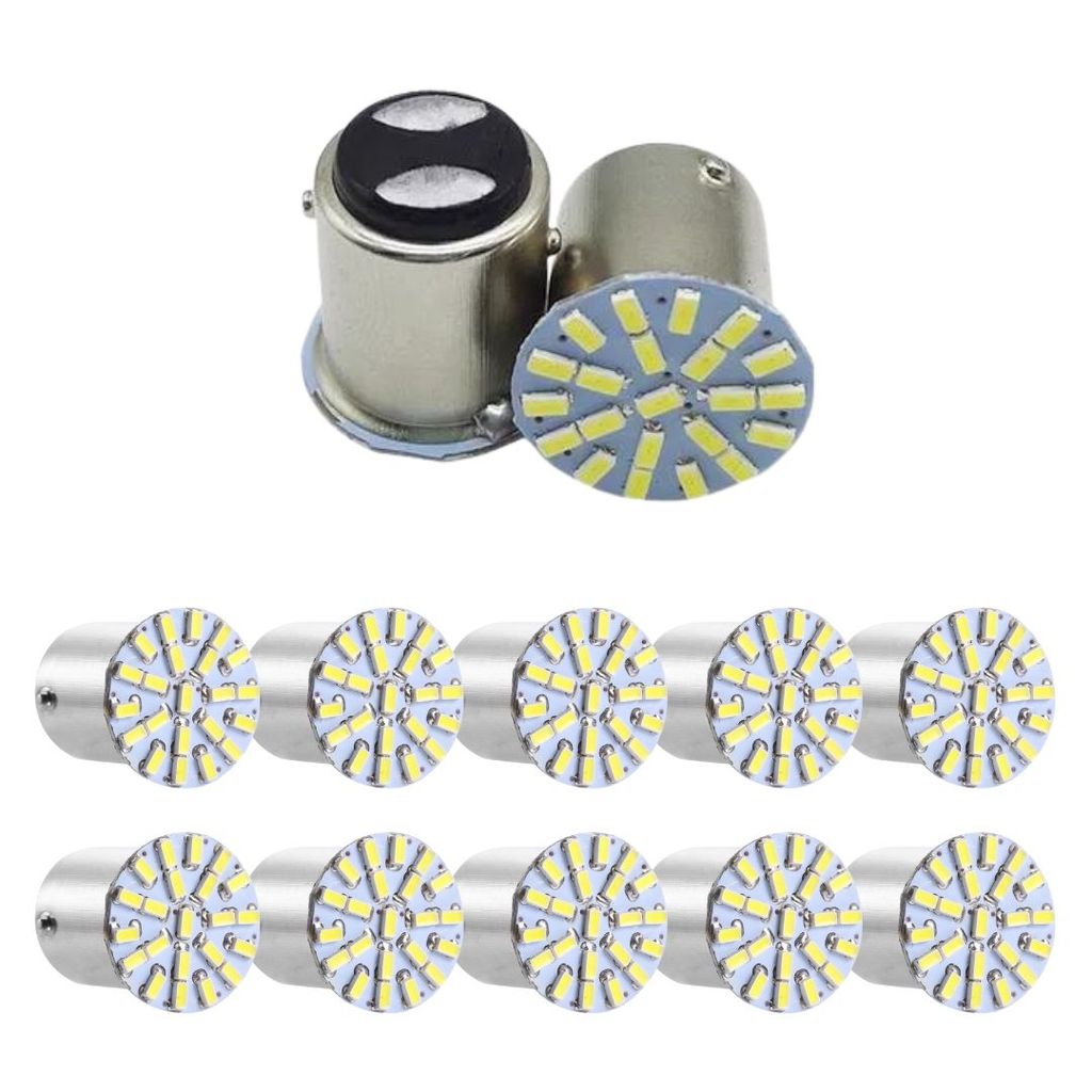 KIT 10 LAMPADA 22 LED BAY15D 2 POLO P21/5W 1157 1034 BRANCO 3014 12V