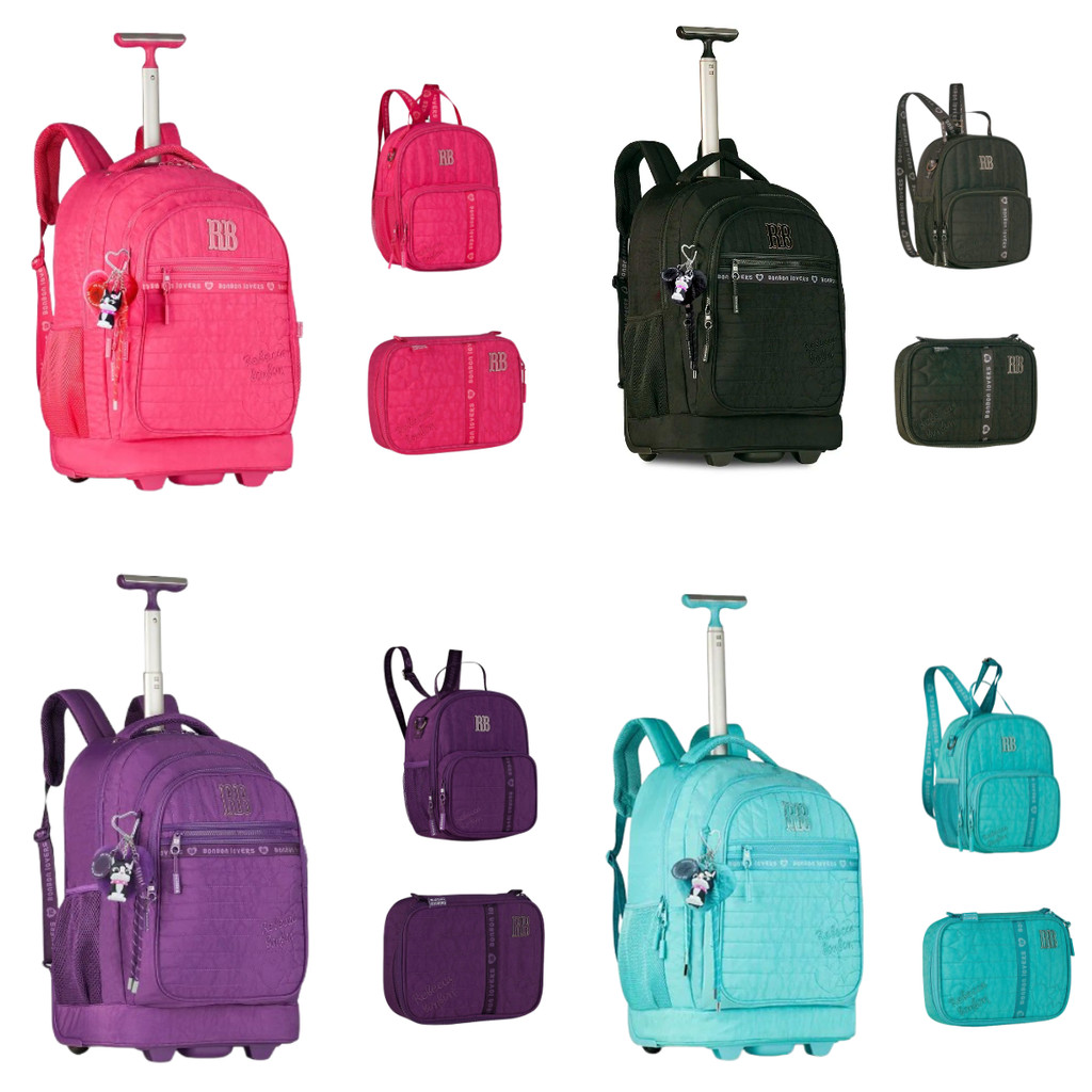 Kit Mochila de Rodinha Com Lancheira e Estojo Rebecca Bonbon Sweet Dreams- Clio Style em Oferta na Shopee