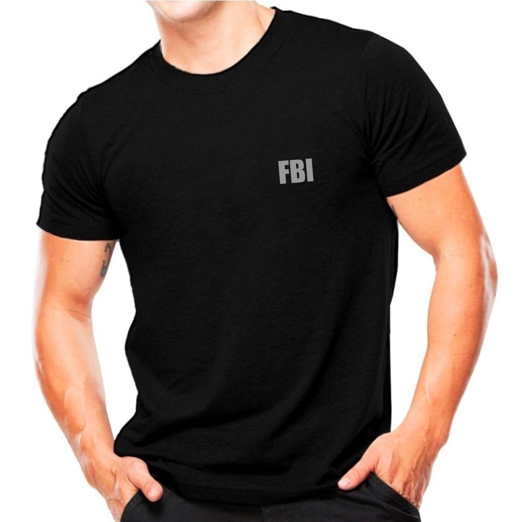 Camiseta FBI Estampada Fantasia Carnaval Unissex Algodão