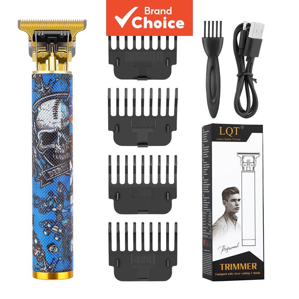 Conjunto de beleza barbeiro, máquina de cortar cabelo T-blade sem fio com 4 pentes guia, ferramentas de corte e