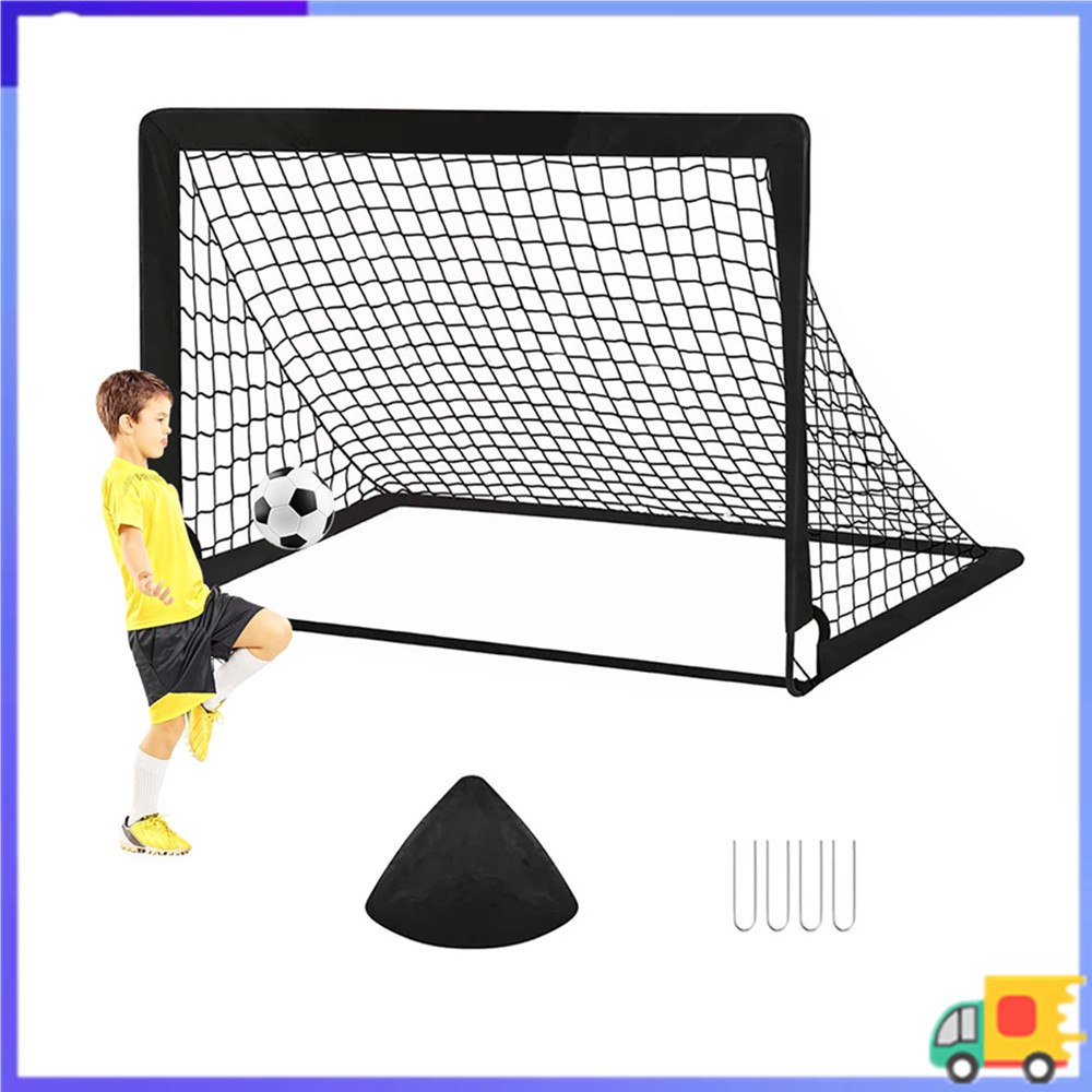 Gol de futebol infantil portátil, 1.2x0.9m, rede de futebol Pop-up dobrável ao ar livre, preta