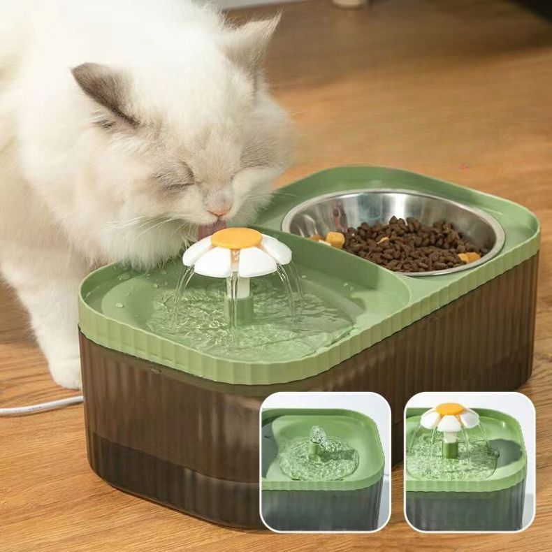 Fonte Bebedouro Automático 3 Litros para Gatos e Cães com Comedouro