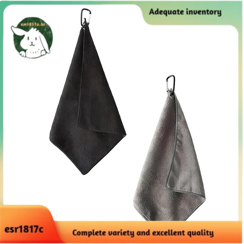 Toalhas De Golfe De Microfibra De Secagem Rápida Com Clipe Mosquetão , Conjunto De 2 Em Preto E Cinza