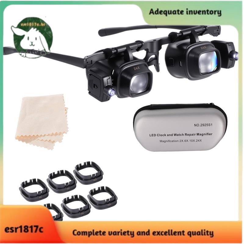 Lupas De Luz Led Ângulo Ajustável , Lente Intercambiável (2X 6X 10X 24X) , Ideal Para Reparo De Relógios De Joias