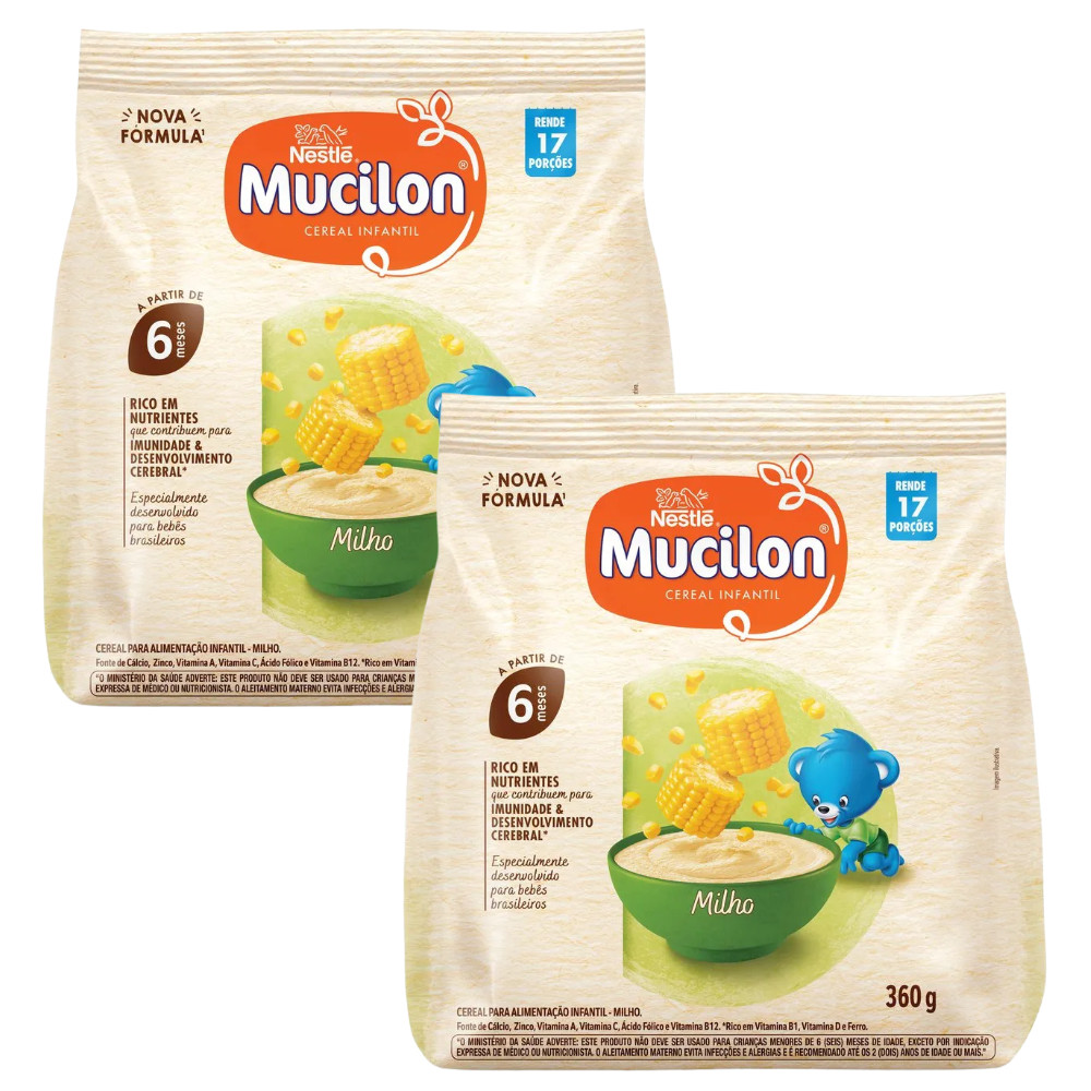 Mucilon 360g Milho Cereal Infantil 6 Meses Alimentação Prática Bebê