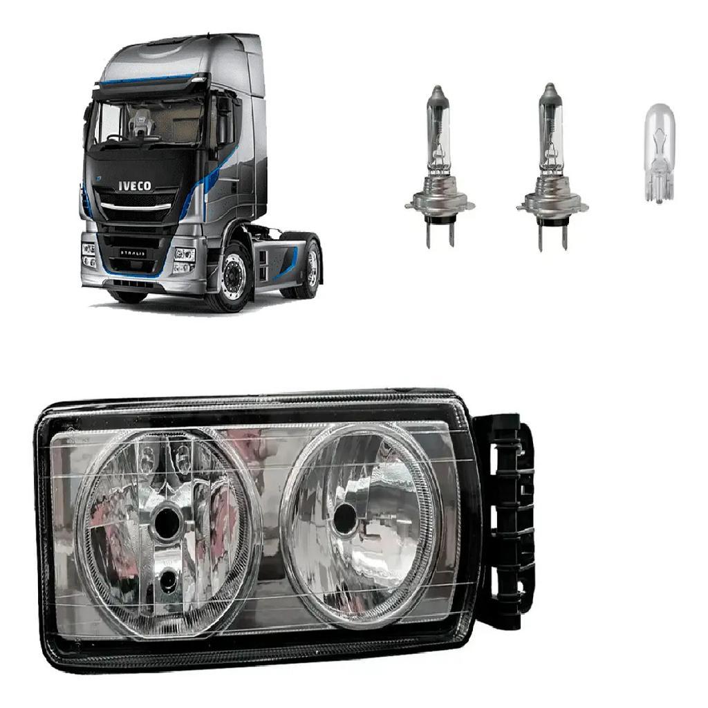 Farol Iveco Stralis Tector Fundo Cromado Lado Direito.