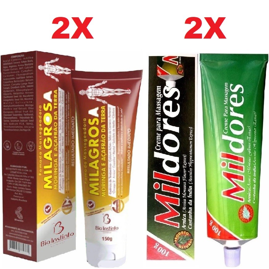 Kit 2 Pomada Milagrosa 150g + 2 Pomada Mil Dores 100g