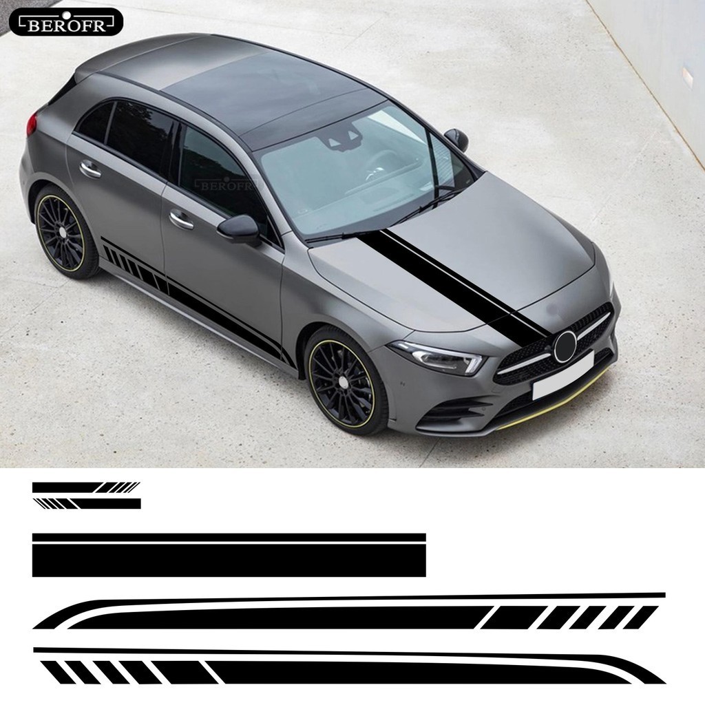 5 Peças Edição 1 Estilo Listras Laterais Capô Espelho Retrovisor Adesivos Decalque Para Mercedes Benz W176 A Classe A45