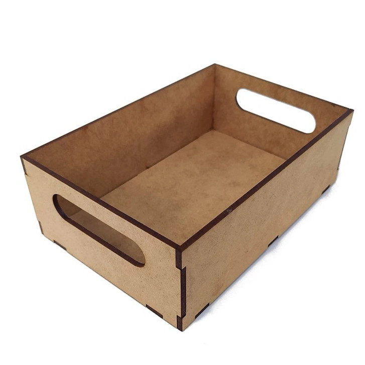 KIT 3 Bandeja Retangular Simples com Alça em MDF Cru 3mm para decoração — imagem 2 de 2