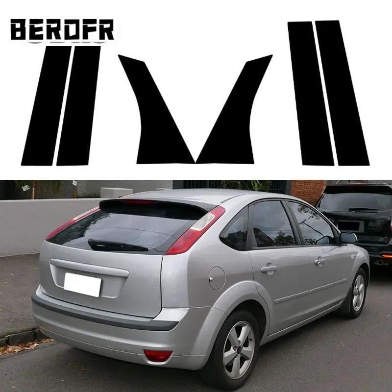 Apto Para Ford Focus Sedan/Hatchback 2005-2013 2014 6 Pçs Preto Brilhante Pilar Posts Porta Moldagem Lateral Adesivo Jan