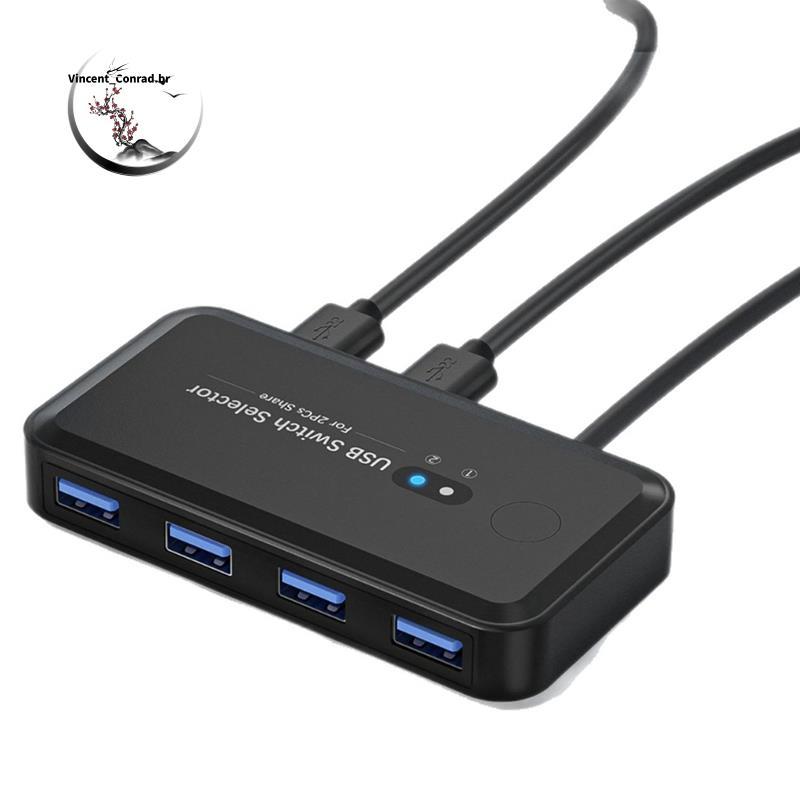Adaptador De Switch KVM USB 3.0 2 Entradas 4 Saídas Switcher Para Impressora Sharer Teclado De Computador