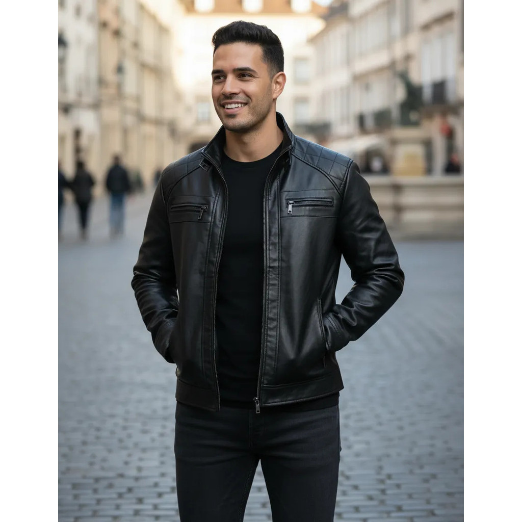 Jaqueta De Couro Masculina Slim Forrada Casaco Blusa Frio
