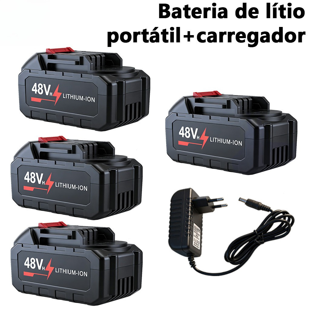 1-4 baterias recarregáveis ​​de 48V e acessórios de carregador