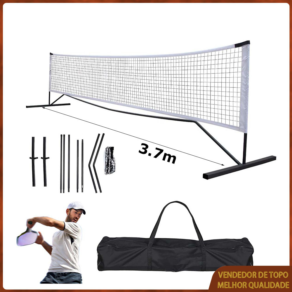 3,7m Rede portátil de pickleball tamanho padrão com bolsa de armazenamento adequada para badminton vôlei e tênis