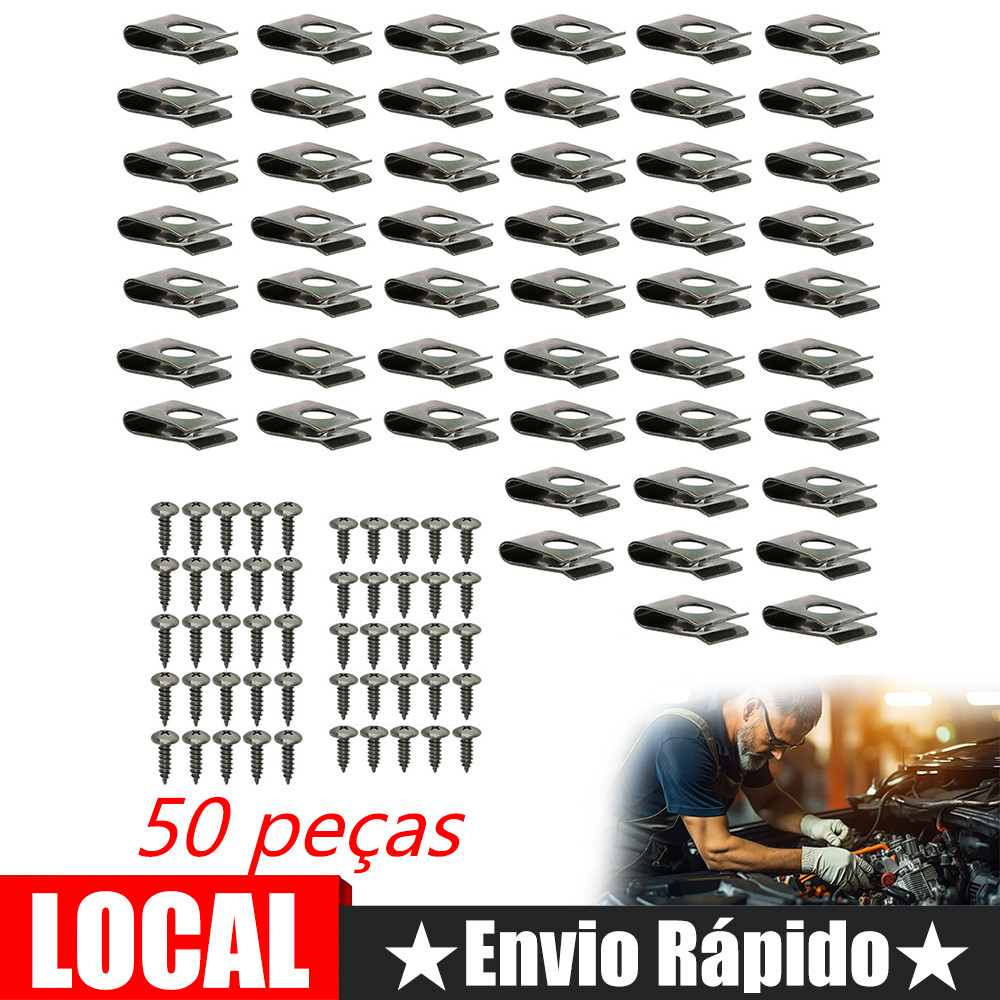 50 grampos metálicos em forma de U para automóveis, adequados para motociclos e automóveis