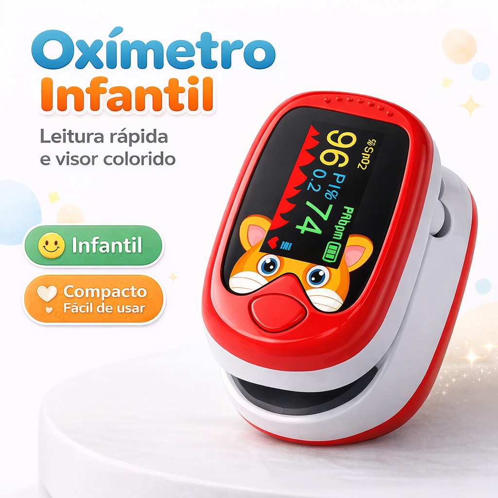 Oxímetro Infantil de Dedo SpO2 Medidor de Oxigênio no Sangue Pediátrico Portátil com Tela Digita em Oferta na Shopee