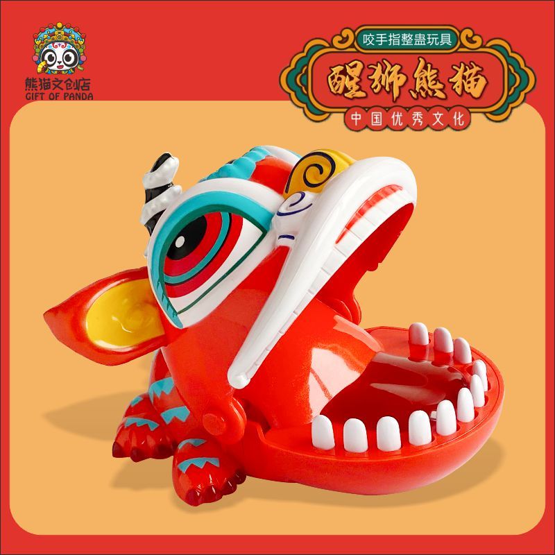 Nacional na moda leão mordida dedo brinquedo presente de ano novo imprensa dentes mordida jogo de festa tubarão crocodil