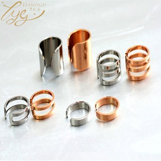 Conjunto de anéis simples, anel de dedo indicador e anel de falange abertos, banhados a ouro 18K, conjunto de acessórios