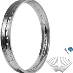 Aro Roda Calha Jante Folha Dianteiro + Par de Raios Inox Biz 100 / 110 / 125 Pop 100 Pop 110