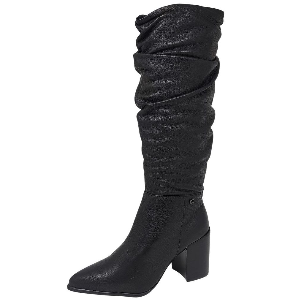 Bota Feminina Cano Longo Salto Médio Bloco Couro Bottero