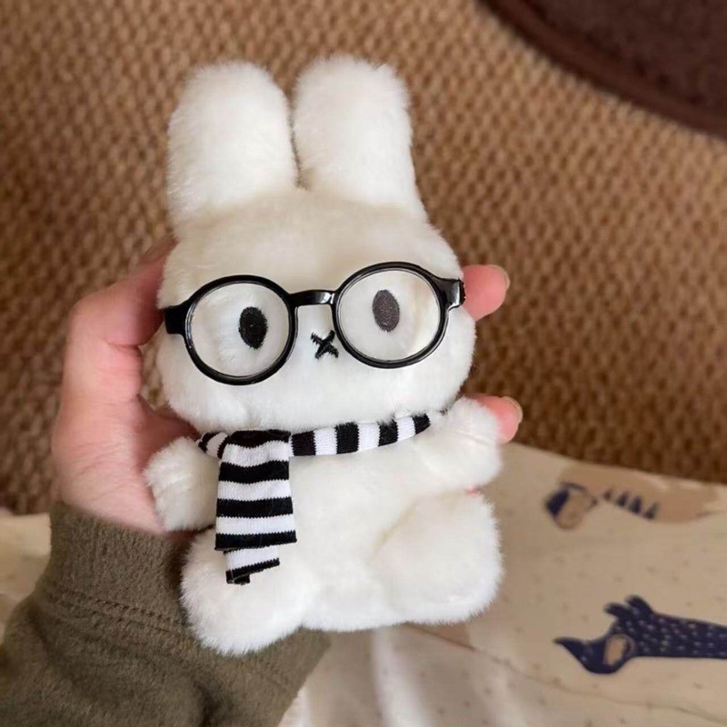 Detalhes do Miffy Kawaii Boneca De Pelúcia Pingente Dos Desenhos Animados Coelho Preto Branco Cachecol Chaveiro Mochila Acessórios P