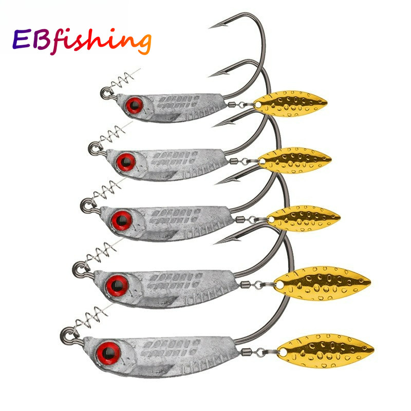 1 Pçs 3g/5g/7g/10g/14g Ganchos De Pesca Ponderados Baixo Com Twistlock Offset Minhoca Para Água Doce