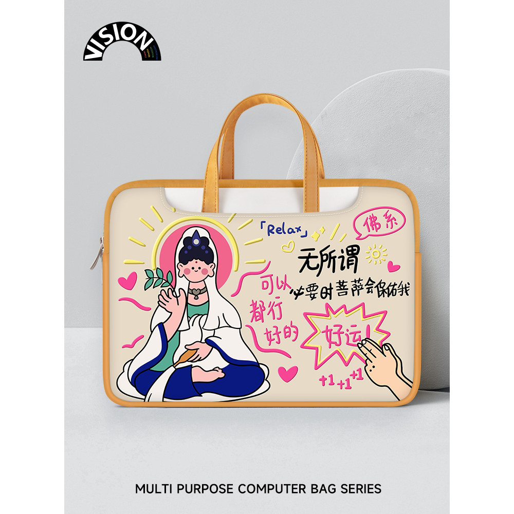 VISION Budista Bodhisattva Bolsa para Laptop feminina novo estilo portátil adequada para Apple macbook 15: 20 cm Shin-Ch