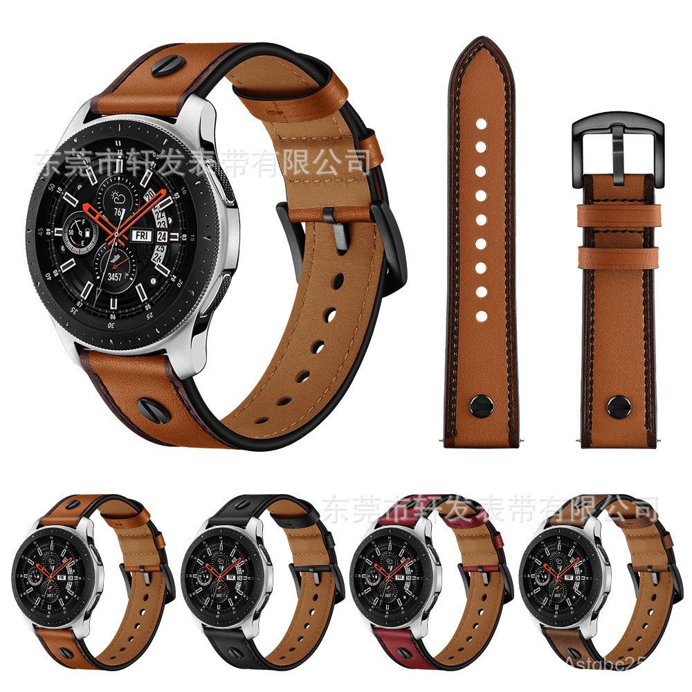 Compatível com Samsung Galaxy Watch 3/5, pulseira de couro genuíno de peça única