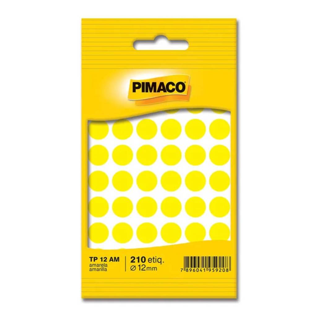 Kit Etiquetas Multiuso Pimaco TP12 Azul, Amarela e Verde | 630 Etiquetas | Ideal p/ Organização e Torcida Copa do Brasil — imagem 2 de 2