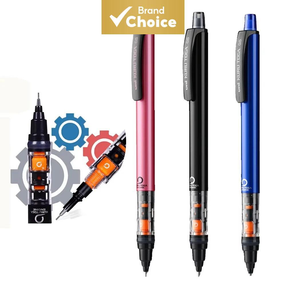 Conjunto de Lápis Mecânico Automático KURUTOGA M5-452 0,5mm, 3 Cores com Prendedor, Inclui Minas de Recarga e Borracha,