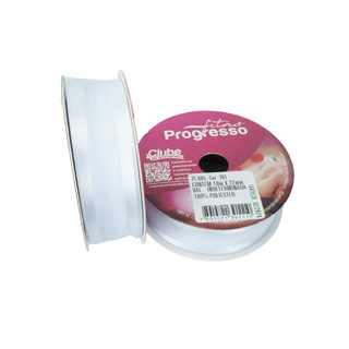 Fita de Voal c/ Cetim N°5 10mX22mm Branca ZC005 Cor 201 Progresso Fita Voal Decorativa Fita Cetim com Voal