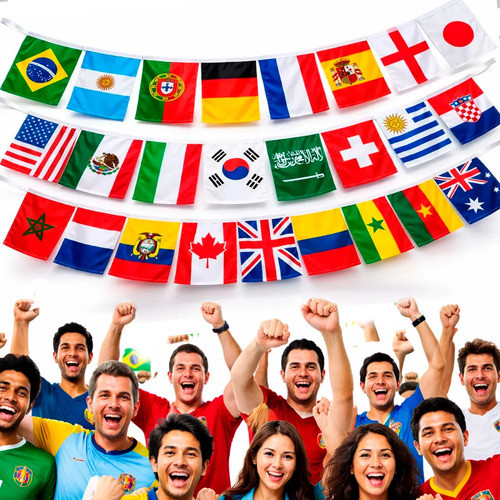 Bandeirinha Vários Países Copa do Mundo 2026 Varal de Bandeiras - Bandeirinhas com Países Variados