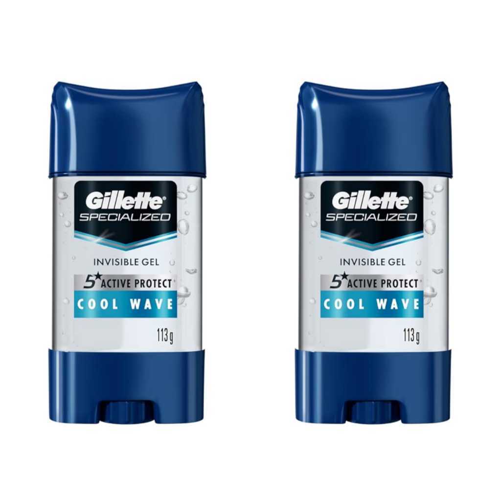 Kit 02 Desodorante Gel Antitranspirante Gillette Cool Wave 113g