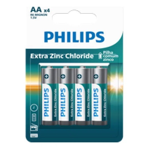 Pilha Philips Zinco Aa Bateria Carvão R03l4b/59 C/4 Und - ENVIO IMEDIATO em Oferta na Shopee