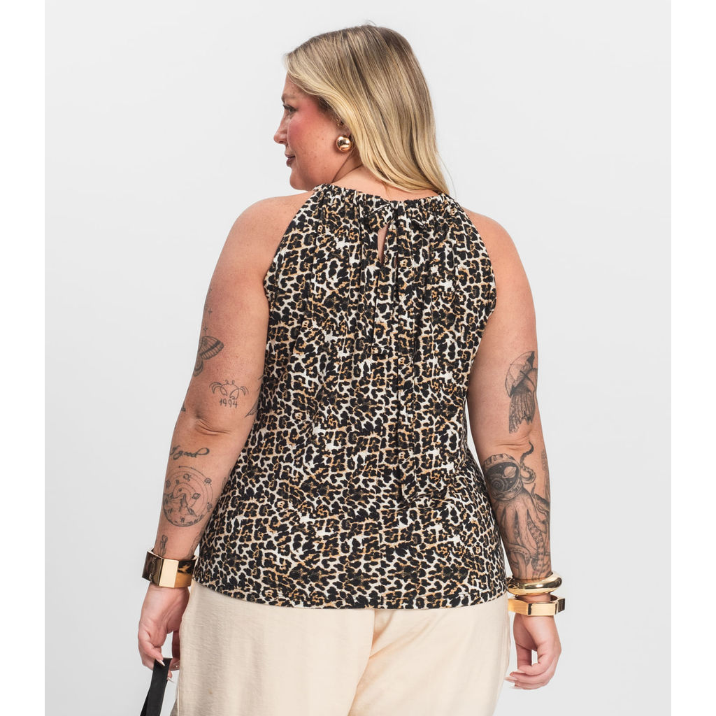 Detalhes do Blusa de Alça Plus Size Infinita Cor Bege
