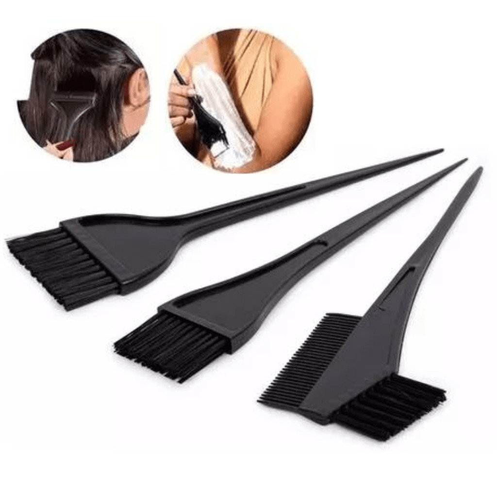 Kit para pintura de cabelos com 3 pincéis - tingimento | coloração | matização | hidratação