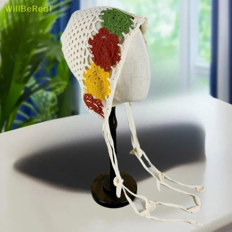 [WillBeRedT] Boné Boêmio De Malha De Crochê Feito À Mão Para Mulheres Estilo Étnico Oco Flor sel Chapéu Elegante E Versá