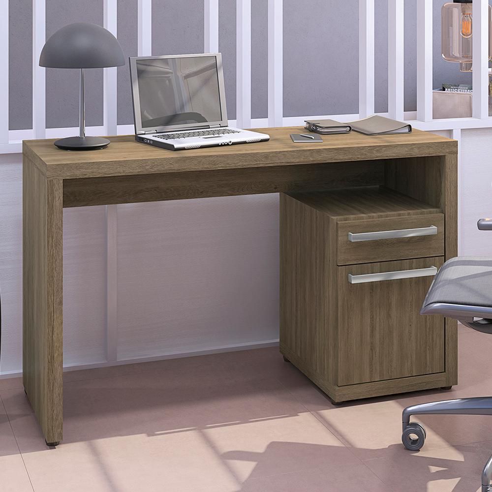 Mesa de Escritório Escrivaninha 1 gaveta 1 porta Nogal 120cm