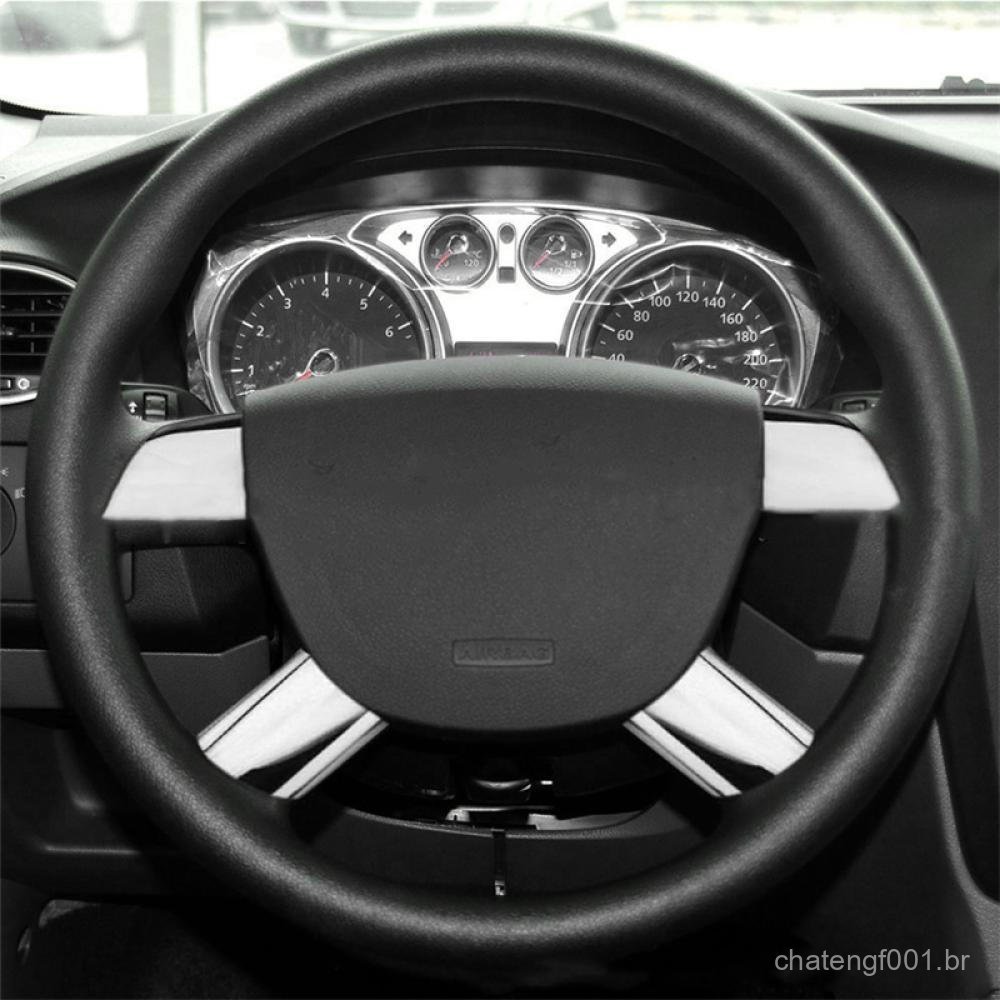TKEY 4 Pçs/set Painel Do Volante Carro Lantejoulas Capa Guarnição Acessórios De Aço Inoxidável Para Ford Focus 2 Mk2 200