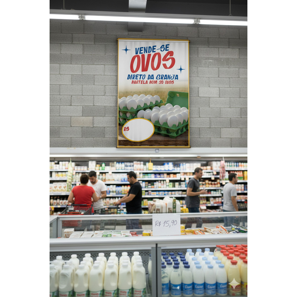 Banner Pronto Preço Vende-se Ovos - 60 Cm X 90 Cm Duzia de Ovos Mercado Venda