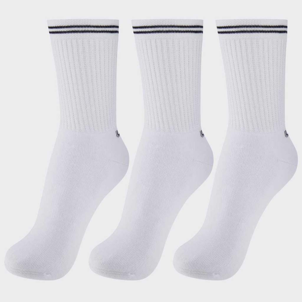 Kit Meia Lupo Sport Básica Cano Longo 3 Pares Branca