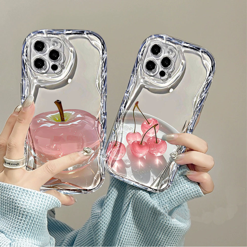 Capa Para Redmi Note 14 Pro 13 12 11 10 9 8 14C 13C 12C 10C 9A POCO X7 C75 C65 Luxo Cristal Apple Cereja Caso De Telefon